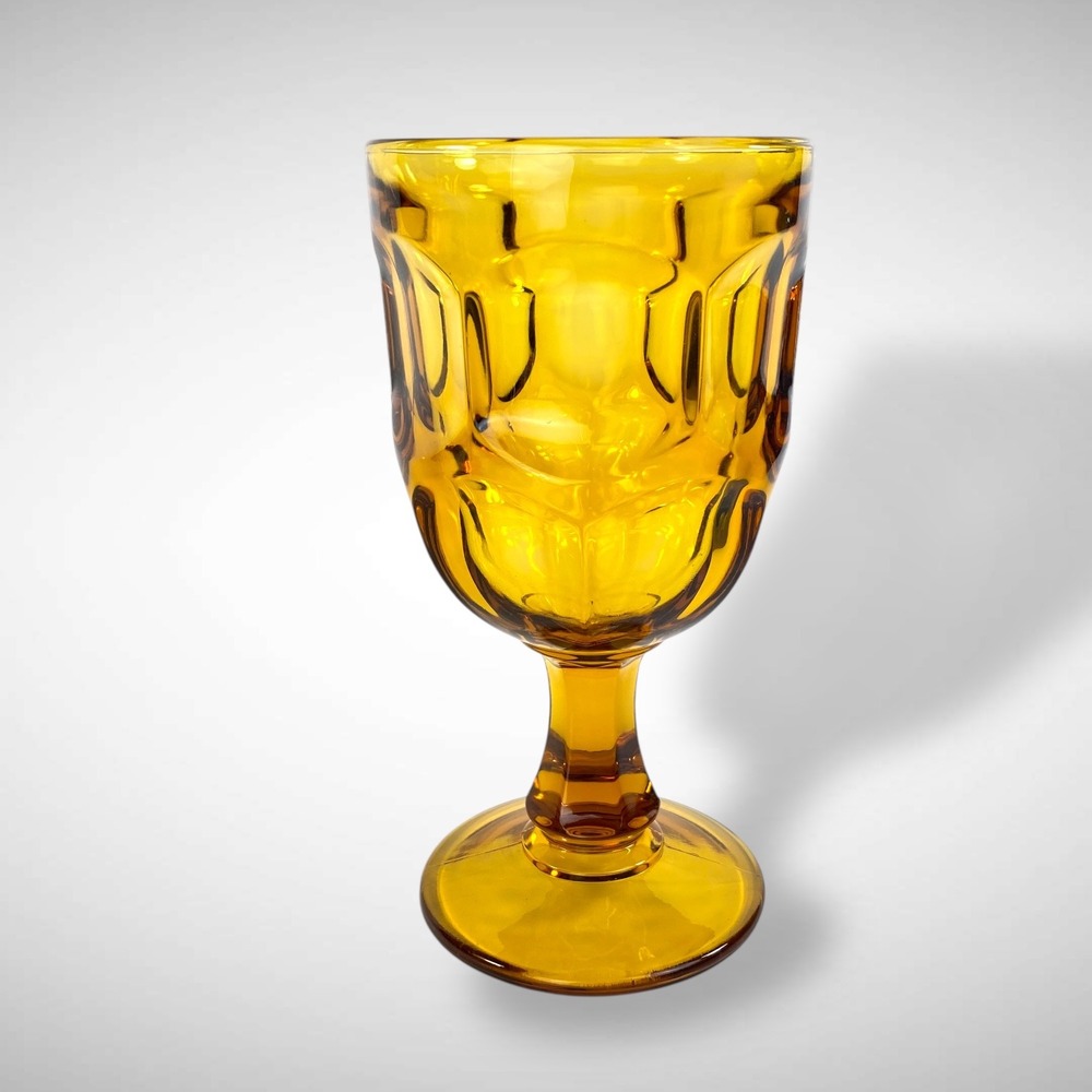 Amber Glass Water Goblets Set of 6 Libbey Ashburton 6 1/4" 1982 - Picture 3 of 10